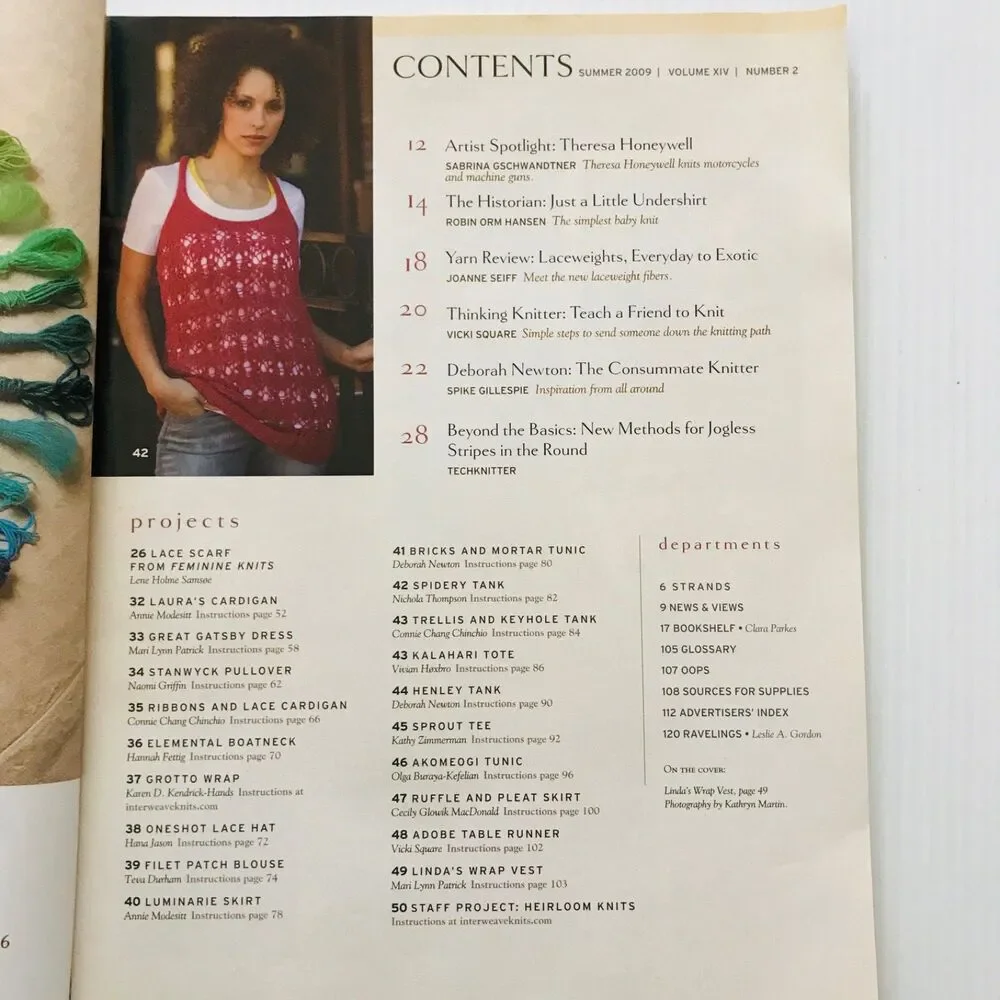 Interweave Knits Magazine Summer 2009 Knitting Patterns Sunny Modern Knits